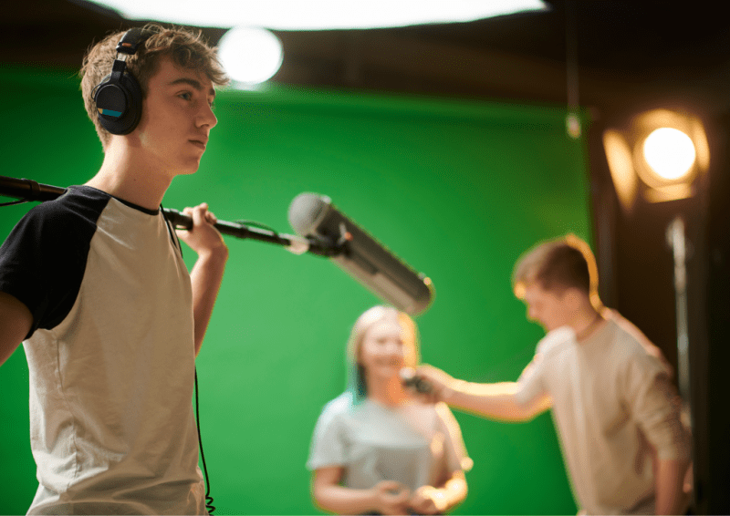film crew with audio